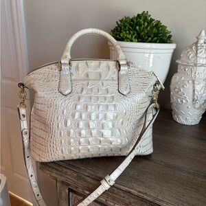 Brahmin Coconut Brahmin Crocodile-Embossed Satchel